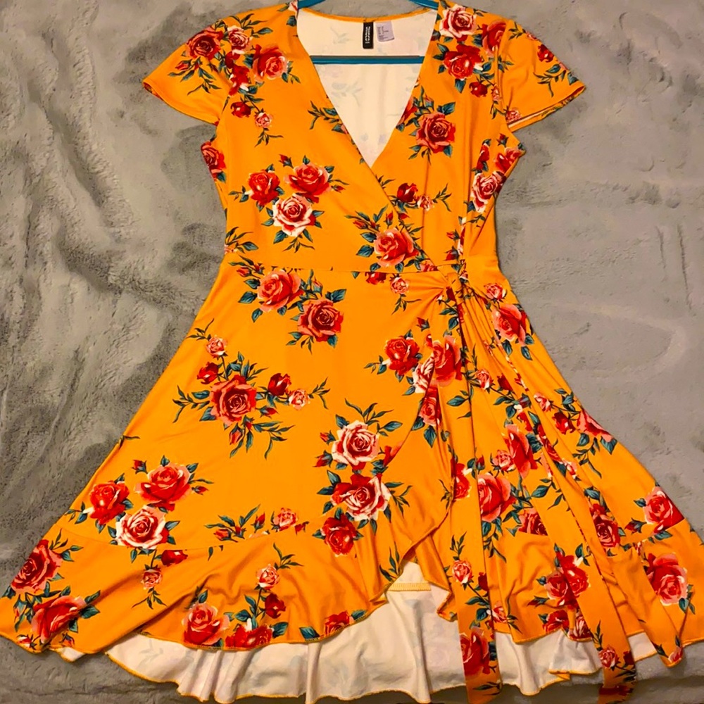 SOLD on FB!! H & M Flower Print Flared Wrap Dress